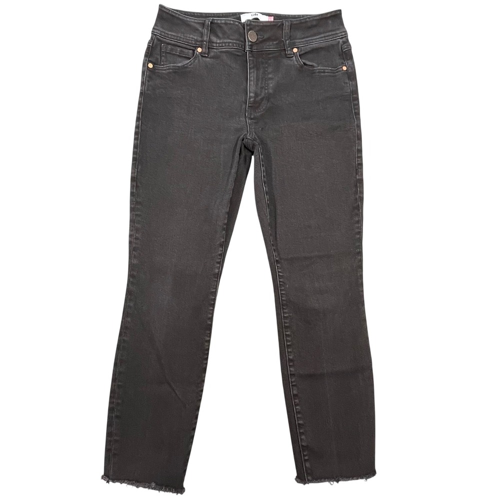 Cabi Black Cinch Skinny Raw Hem Denim Jeans Womens Size 8